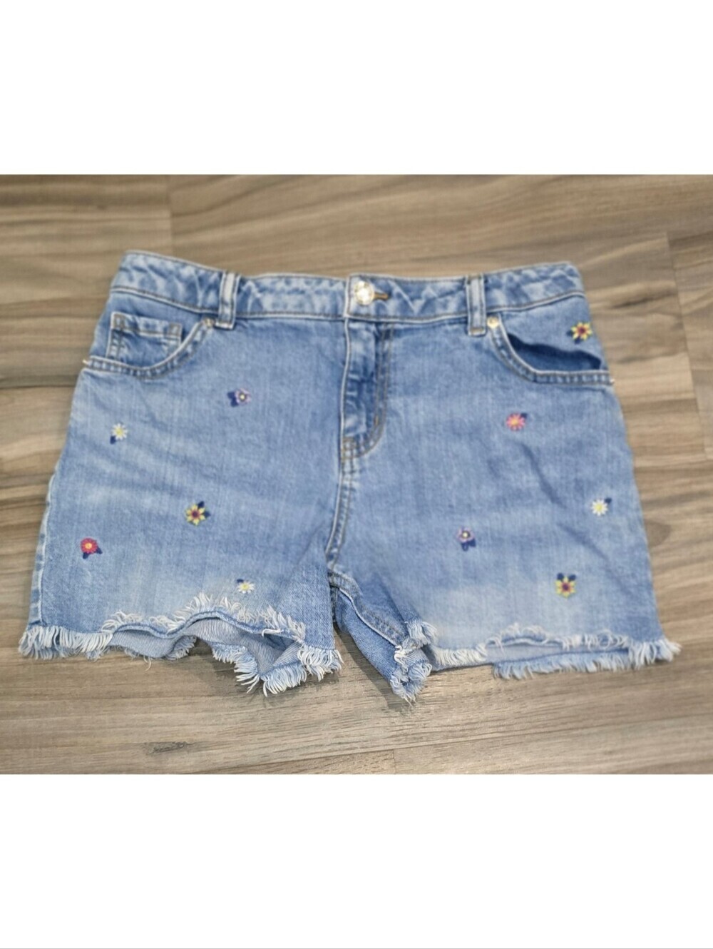 Cat & Jack Floral Print Girls Denim Shorts XL 14